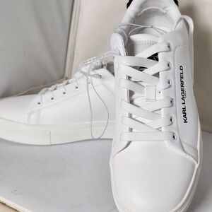 Karl Lagerfeld White Low-Top Men's Lace-Up Sneakers